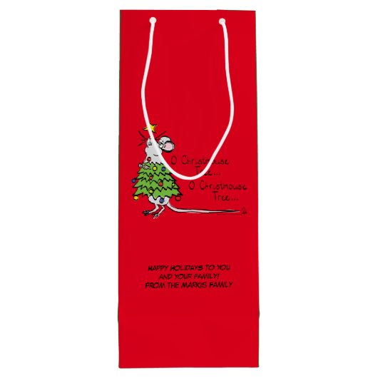Kerstmis Cute Funny Holiday Wijn Cadeautas (Achterkant)