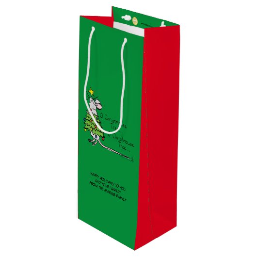 Kerstmis Cute Funny Holiday Wijn Cadeautas (Voorkant Gekanteld)
