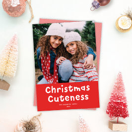 Kerstmis Cute Funny Red Holiday Foto Feestdagenkaart