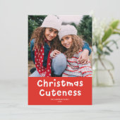 Kerstmis Cute Funny Red Holiday Foto Feestdagenkaart (Staand voorkant)