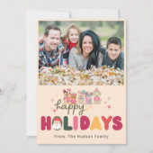 Kerstmis cute honden kleurrijke moderne kerstkaart (Voorkant)