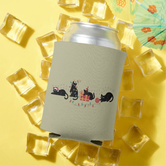 Kerstmis Cute Kat Liefhebber Bemanning Kerst Licht Blikjeskoeler (Insitu Zomer)