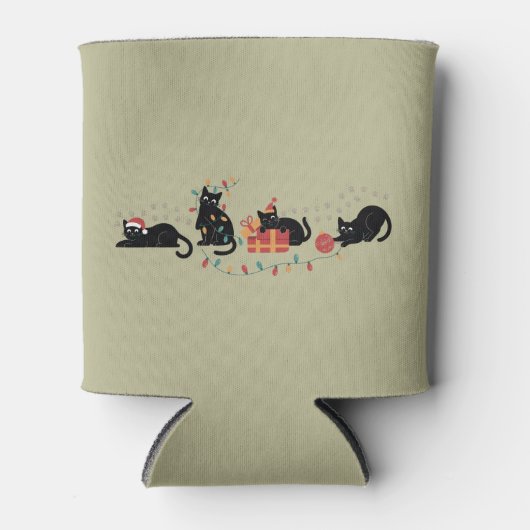 Kerstmis Cute Kat Liefhebber Bemanning Kerst Licht Blikjeskoeler (Voorkant)