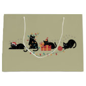 Kerstmis Cute Kat Liefhebber Bemanning Kerst Licht Groot Cadeauzakje (Voorkant)