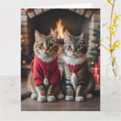 KERSTMIS CUTE KAT Wenskaart Kaart (Gele Bloem)