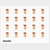 Kerstmis cute kitty kat elf vierkante sticker (Vel)