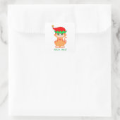 Kerstmis cute kitty kat elf vierkante sticker (Tas)