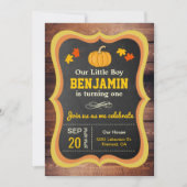 Kerstmis Cute Kleine Pompoen 1e Verjaardagsfeestje Kaart (Voorkant)