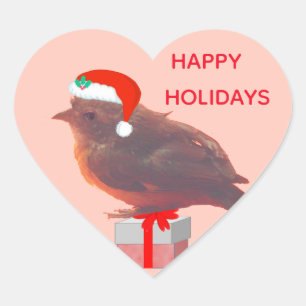 Kerstmis cute kleine vogel hart sticker
