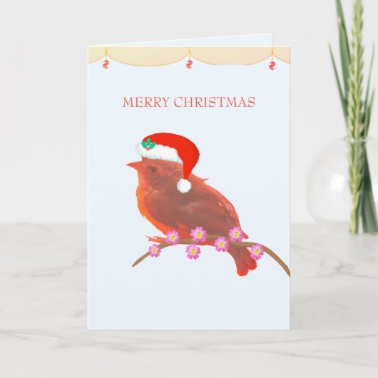 Kerstmis cute kleine vogel kaart (Voorkant)