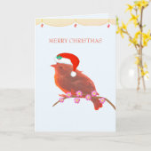 Kerstmis cute kleine vogel kaart (Gele Bloem)