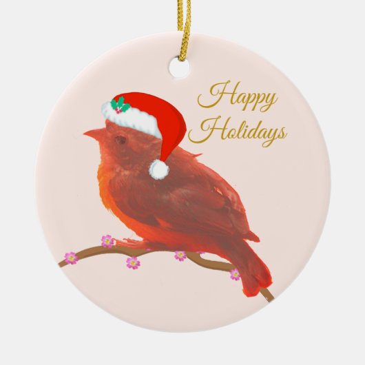 Kerstmis cute kleine vogel keramisch ornament (Voorkant)