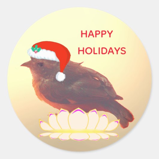 Kerstmis cute kleine vogel ronde sticker (Voorkant)