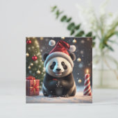 Kerstmis cute panda Kerstkaart (Staand voorkant)