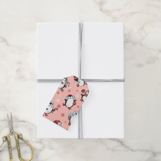 Kerstmis - Cute Penguins Cadeaulabel