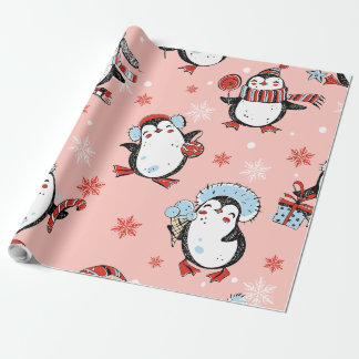 Kerstmis - Cute Penguins Cadeaupapier