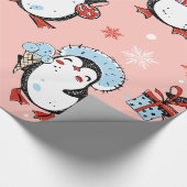 Kerstmis - Cute Penguins Cadeaupapier (Hoek)