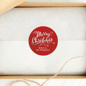 Kerstmis Cute Rode Script Custom Ronde Sticker