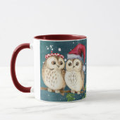 Kerstmis cute Uil Wilde dieren kerstmuts sneeuw Mok (Links)