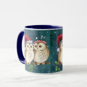 Kerstmis cute wijze uil Wildlife kerstmuts hoofdde Mok (Voorkant links)
