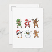 Kerstmis Dabben Sinterklaas Pinguïn Rudolph Sneeuw Feestdagenkaart (Voorkant / Achterkant)