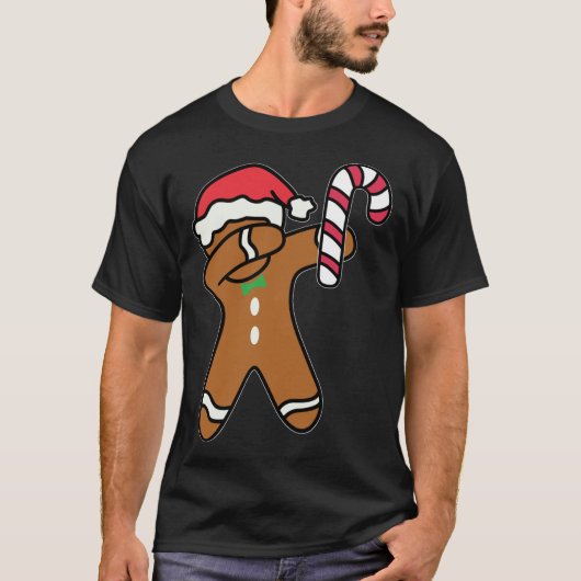 Kerstmis Dabbing Gingerbread Man Candy Cane Dance T-shirt (Voorkant)