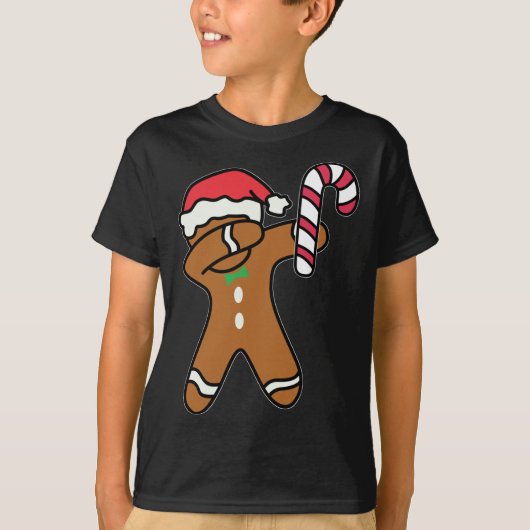 Kerstmis Dabbing Gingerbread Man Candy Cane Dance T-shirt (Voorkant)