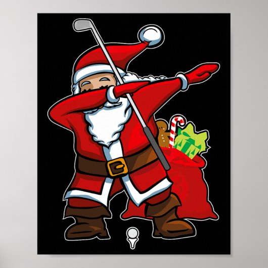 Kerstmis Dabbing Golf Kerstman Hip Hop Dab Dans Gi Poster (Voorkant)