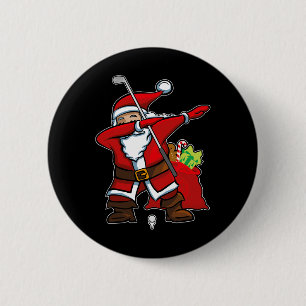 Kerstmis Dabbing Golf Kerstman Hip Hop Dab Dans Gi Ronde Button 5,7 Cm