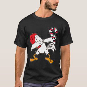 Kerstmis Dabbing Kip Haan Rode Neus Dans T-shirt