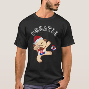 Kerstmis Dabbing Pug Hond Kroatische Vlag Kroatisc T-shirt