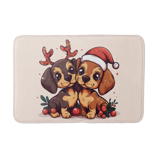 Kerstmis Dachshond Honden Badmat (Voorkant)