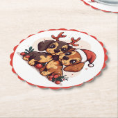 Kerstmis Dachshond Honden Kartonnen Onderzetters (Gekanteld)