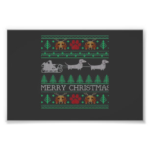Kerstmis Dachshond Wiener Dog Dachshund Lelijke Ke Foto Afdruk