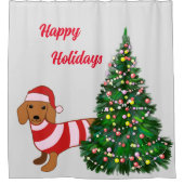 Kerstmis Dachshund Douchegordijn (Voorkant)