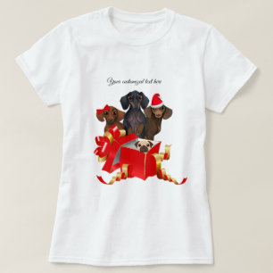 Kerstmis Dachshund Familie T-shirt