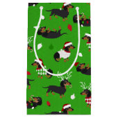 Kerstmis Dachshund Green Klein Cadeauzakje (Voorkant)