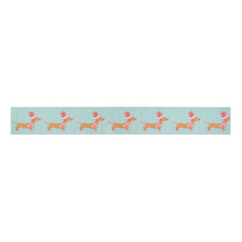 Kerstmis Dachshund Hond Blauw Grosgrain Lint