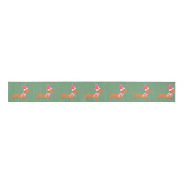 Kerstmis Dachshund Hond Groen Grosgrain Lint