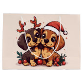Kerstmis Dachshund Honden Groot Cadeauzakje (Achterkant)
