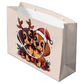Kerstmis Dachshund Honden Groot Cadeauzakje (Achterkant Gekanteld)