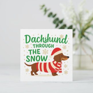 Kerstmis Dachshund Kaart/Uitnodiging Kaart