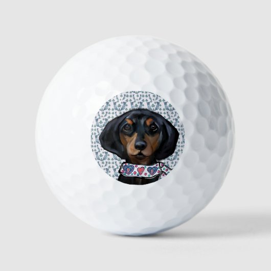 Kerstmis Dachshund Kunst Golfballen (Voorkant)