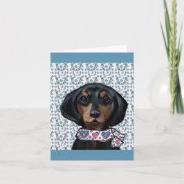 Kerstmis Dachshund Kunst     Kaart