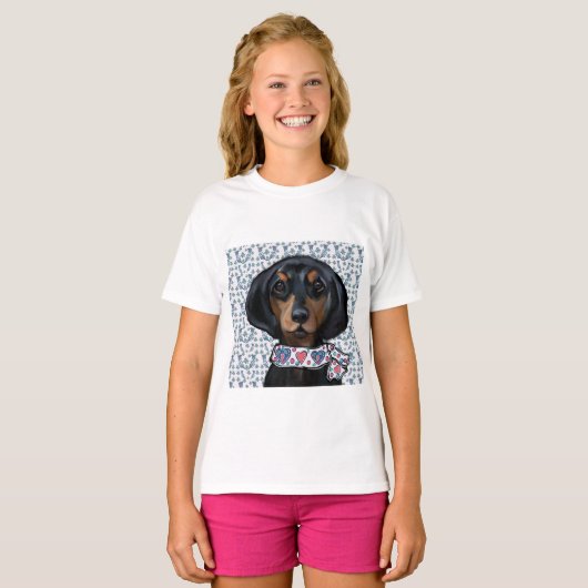 Kerstmis Dachshund Kunst     T-shirt (Voorkant volledig)