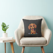 Kerstmis Dachshund Lichtjes (1) Kussen (Stoel)