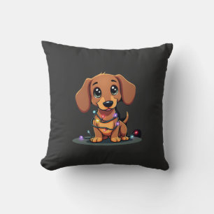 Kerstmis Dachshund Lichtjes (1) Kussen