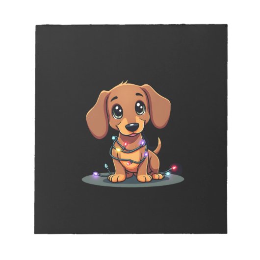 Kerstmis Dachshund Lichtjes (1) Notitieblok (Voorkant)