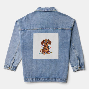 Kerstmis Dachshund Lichtjes Denim Jacket