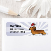 Kerstmis Dachshund (longhaar) Etiket (Insitu)